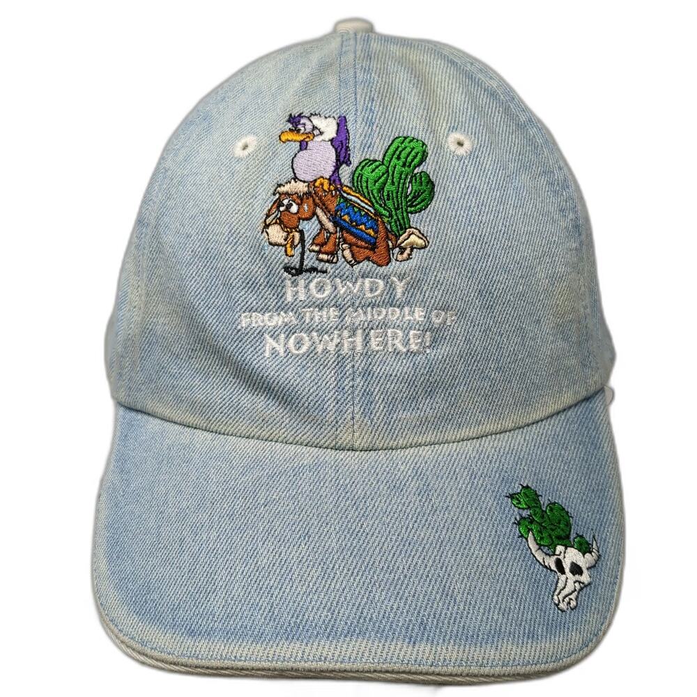 Smith Southwestern Baseball Cap Blue One Size Denim Cactus Cow Slideback Hat